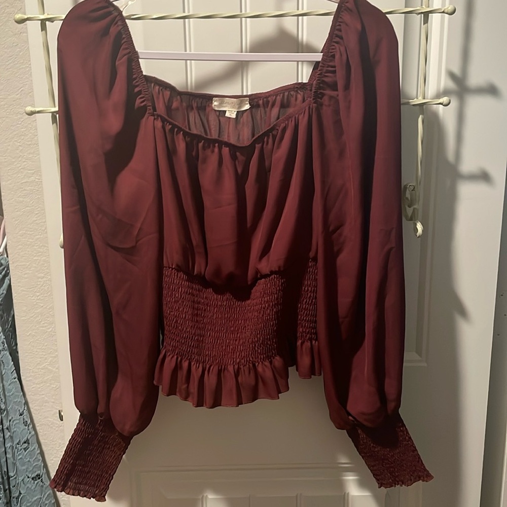 Peasant style maroon blouse